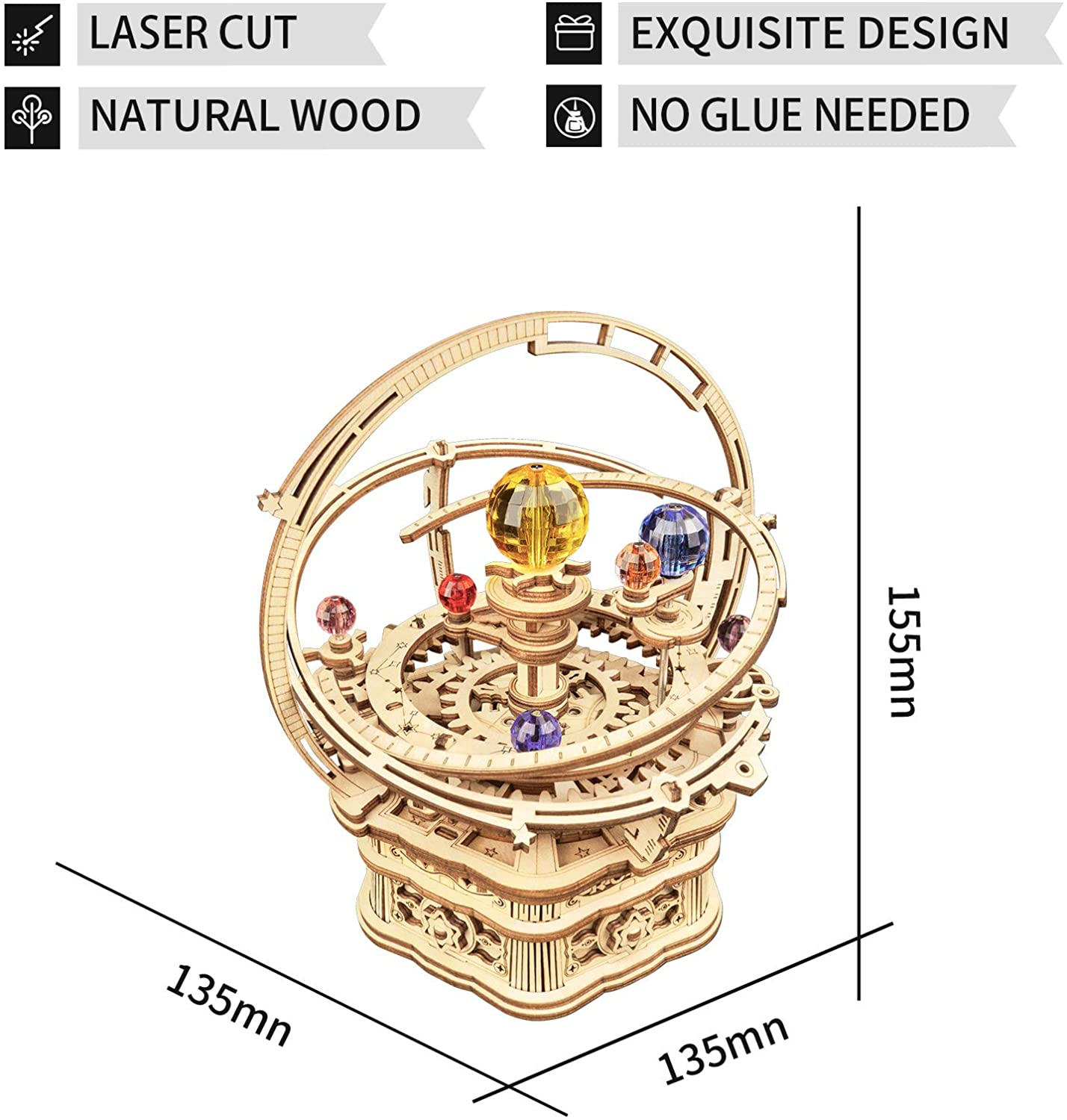Starry Night 3D Wooden Puzzle - Rotatable Music Box Building Kit
