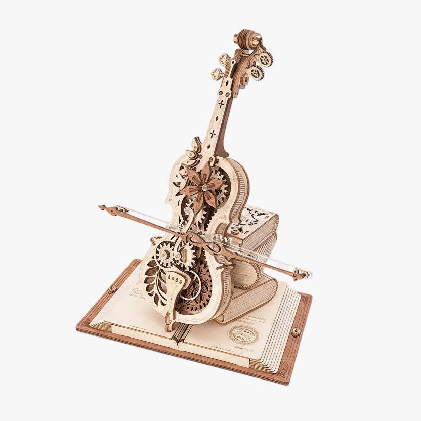 Magic Cello 3D Wooden Puzzle - Mechanical Music Box with Moving Bow