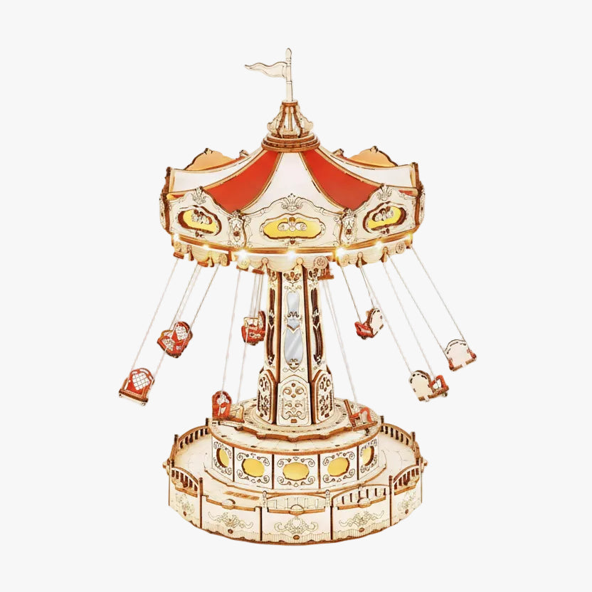 Swing Ride 3D Wooden Puzzle - DIY Music Box with Lights & Movement