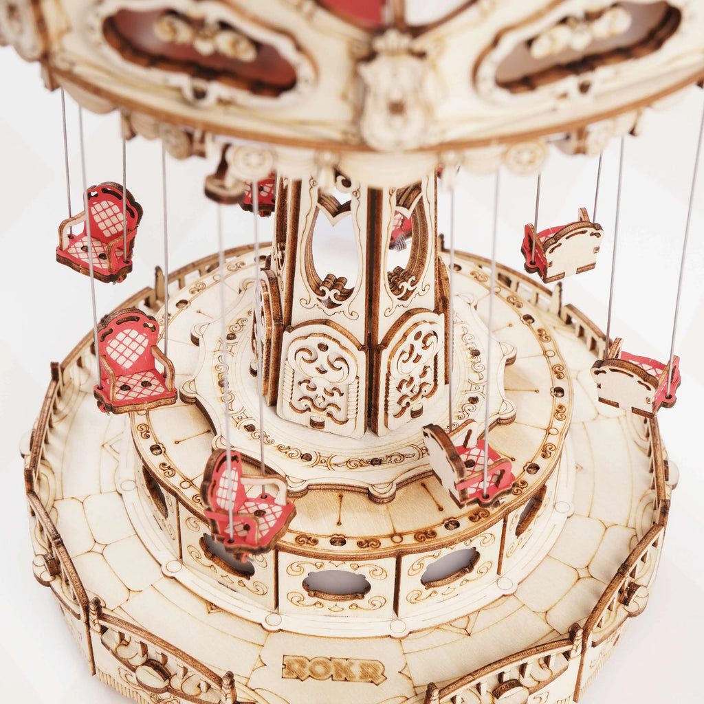Swing Ride 3D Wooden Puzzle - DIY Music Box with Lights & Movement