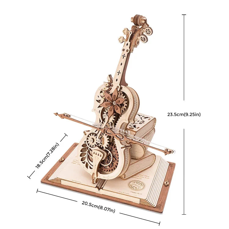 Magic Cello 3D Wooden Puzzle - Mechanical Music Box with Moving Bow